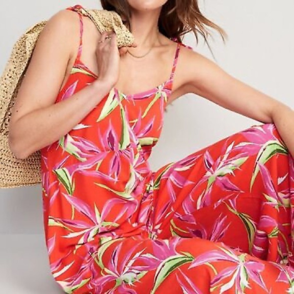Red Tropical Jumpsuit